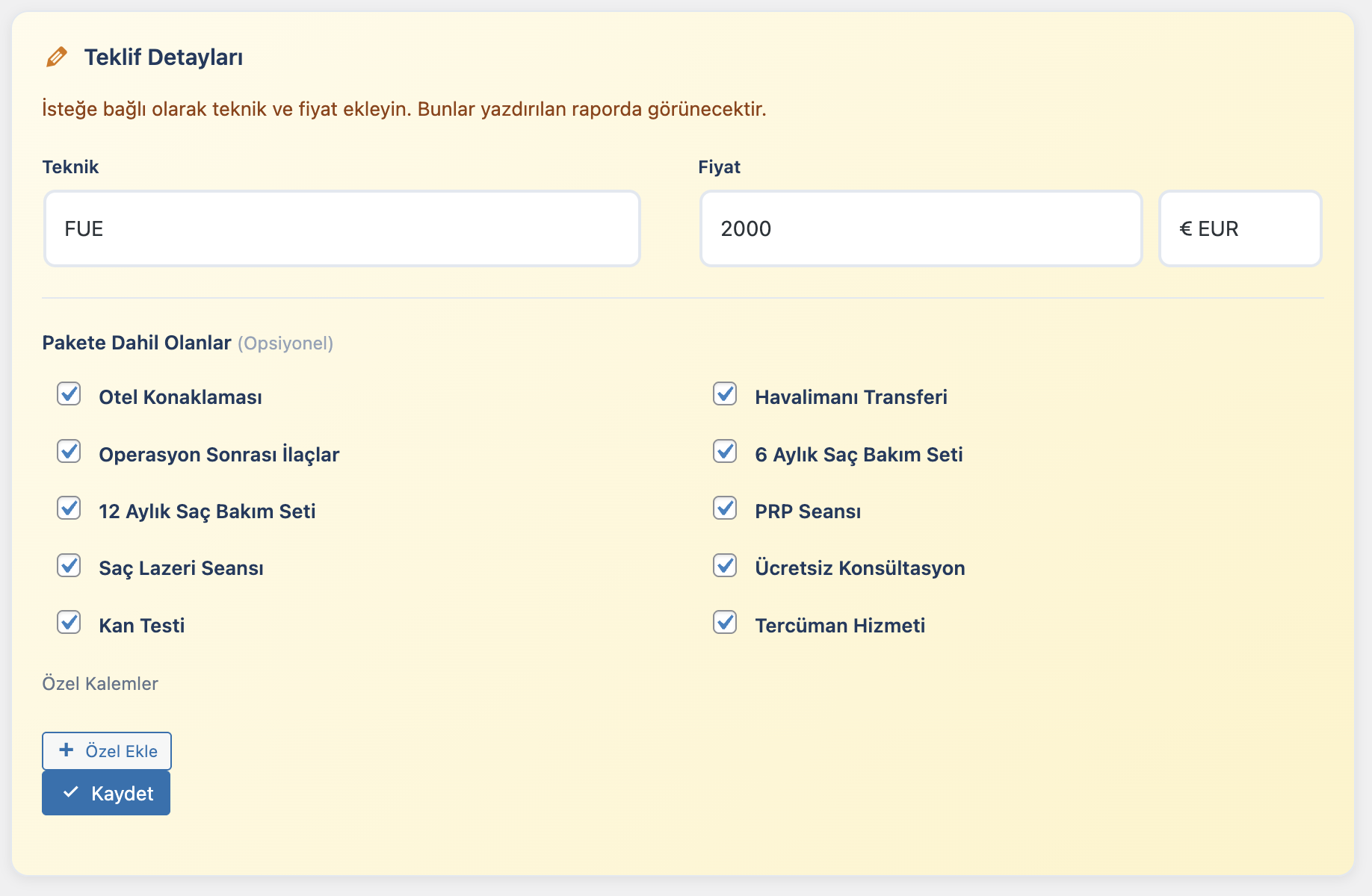 Novera Graft Analyzer Teklif Detayları
